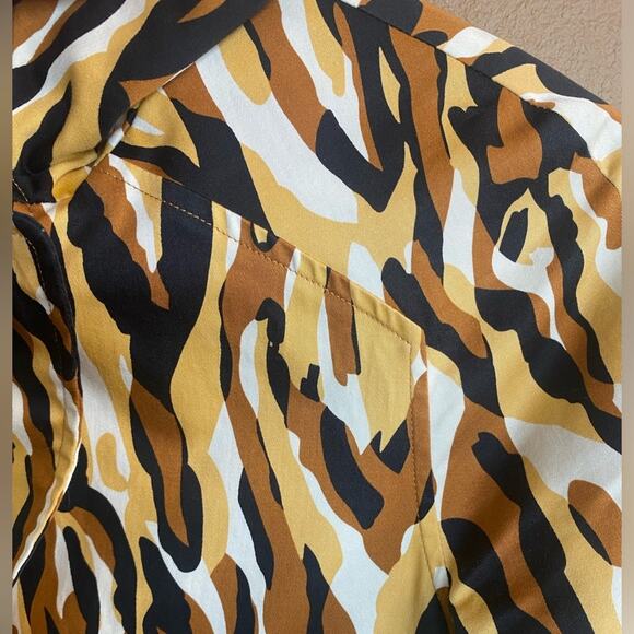 Patrick Christopher Blazer Zebra Print Crop Button Up Pockets Yellow Tan Size S - Picture 4 of 7